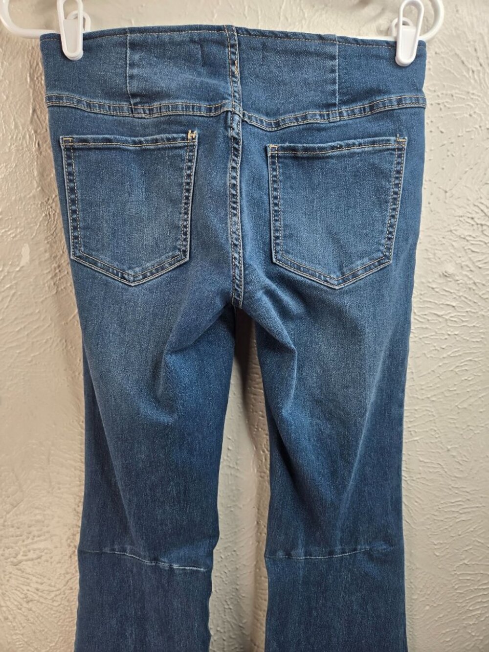 Free People Flare Jean 25 High Rise Blue Denim Stretch Pull On Bell Bottom Boho - Picture 6 of 8